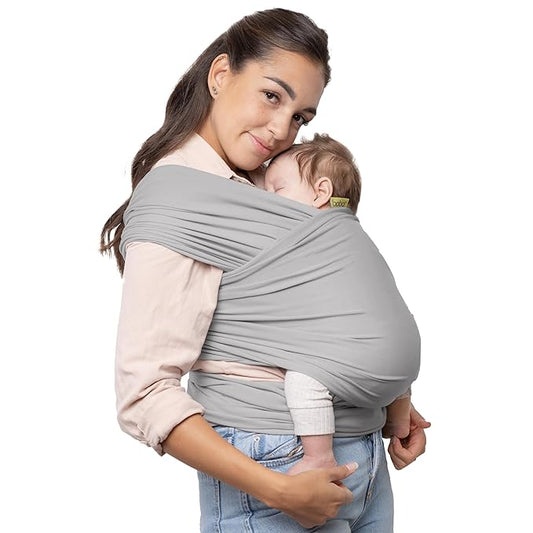 Boba Baby Wrap Carrier – Original Baby Sling Carrier for Newborns (7–35 lbs), Soft, Secure, Hands-Free & Ergonomic, Ideal for Comfortable Bonding, New Parents (Serenity Light Grey)