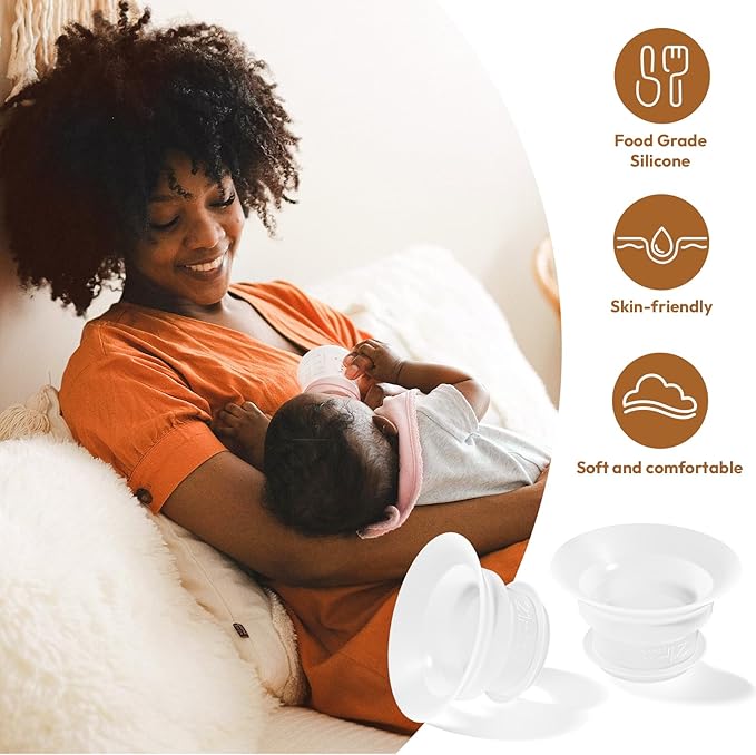 NCVI Silicone Flange Insert for 24mm Flange/Shield, Compatible with NCVI Wearable Breast Pump 8111/8131/8122-3/8787/8786/8138, Breastfeeding Essential for Moms, 4PCS (21mm)