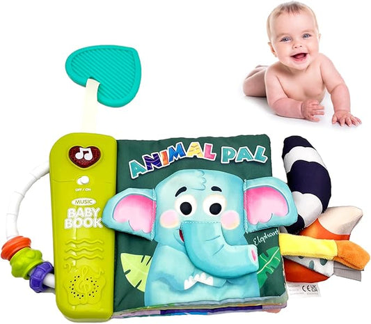 Baby Books Toys, Ocean Pals Touch and Feel Music Cloth Book for Infant Baby 6-12-18 Months, Early Learning Education Shower Easter Gifts for Boys Girls (Animal Pals)