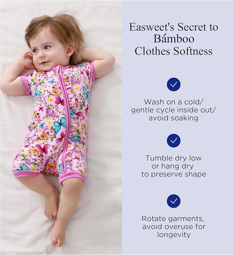 Bamboo Viscose Baby Girl Romper Infant Short Sleeve Zipper Baby Jumpsuit