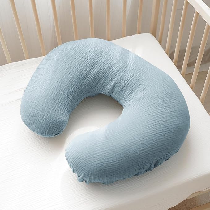 Konssy Muslin Nursing Pillow Covers, 100% Cotton Soft & Adorable Covers for Breastfeeding Pillows, Slipcovers for Newborn Baby Boys & Girls