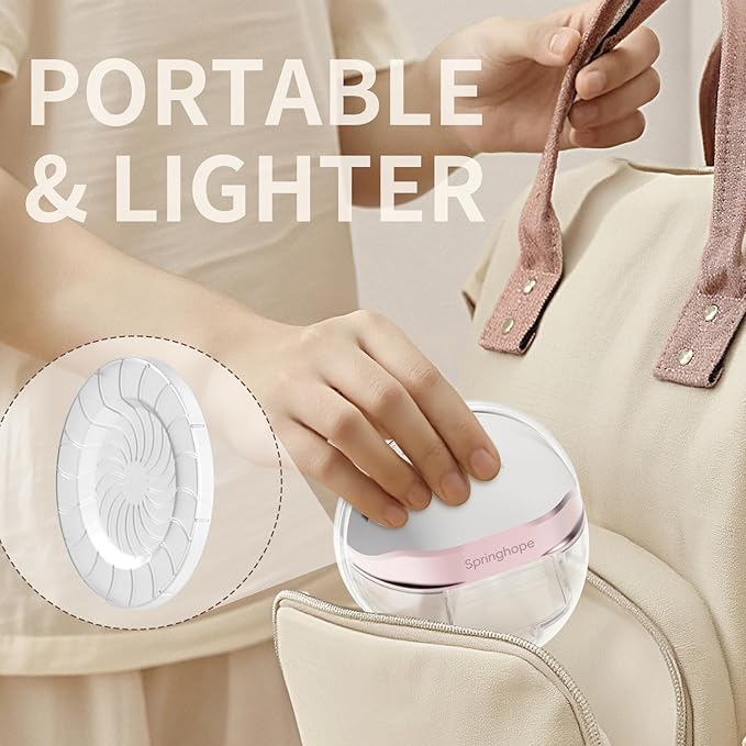 Springhope No.586S Wearable Breastfeeding Pump Hands Free with 4 Modes & 9 Levels Strong Suction Adjustment, Electric Breast Pump Wireless 28/24/21/19 mm Flange, Portable & Cordless, 5 oz, 2Pcs