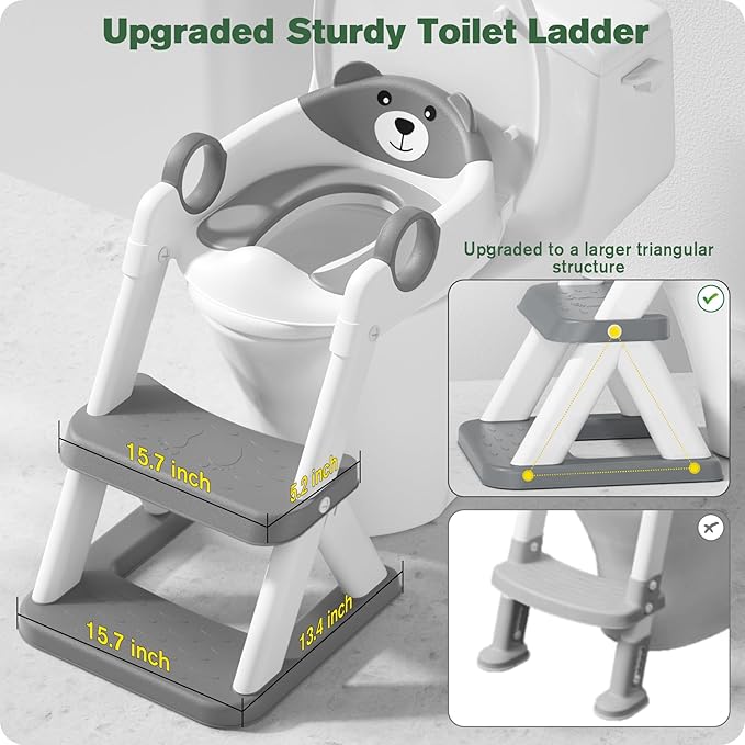 Potty Training Seat, Upgrade Toddler Toilet Seat for Kids Boys Girls, 2 in 1 Potty Training Toilet for Kids, Splash Guard Anti-Slip Pad Step Stool(Upgraded Cushion)