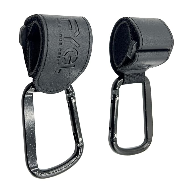 Stroller-Hooks - Adjustable Stroller Carabiner Clips, Universal Stroller Clips and Hooks for Parents and Travelers - Ideal Stroller Accessories for Shopping, Travel, and Baby Gear - Black, 2 Pack