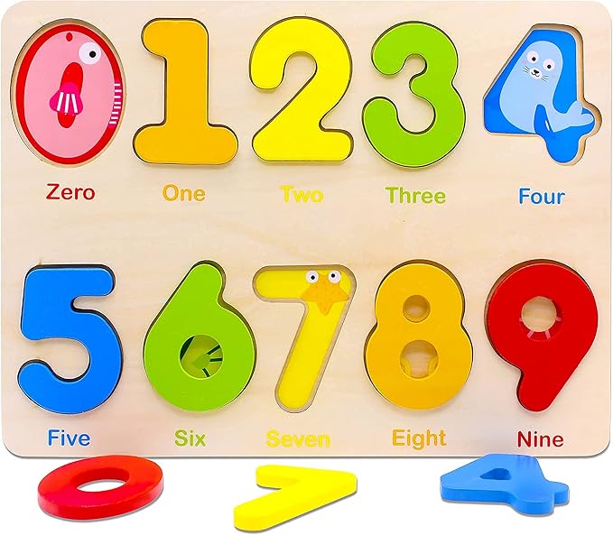 Aile Wooden Preschool Learning Number Puzzles Toys for Kids Age 2-4, Educational Toys