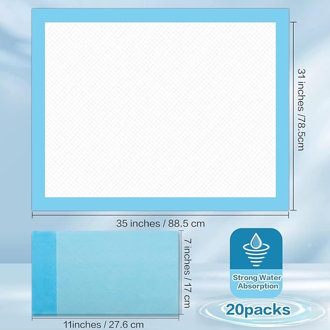 20 Pack Extra Large Baby Disposable Underpads 32”x35”,Disposable Changing Pads,Leak-Proof Breathable,Ultra Absorbent Underpads for Adults and Children