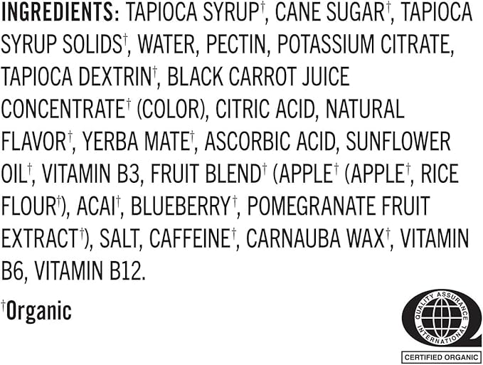 PROBAR - BOLT Organic Energy Chews, Raspberry, Non-GMO, Gluten-Free, USDA Certified Organic, Healthy, Natural Energy, Fast Fuel Gummies with Vitamins B & C (12 Count)