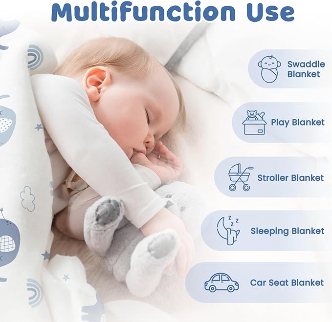 Elephant Minky Baby Blanket 30 x 40 Inches for Boys Girls, Soft Plush Receiving Blanket with Dotted Back, Gift for Toddler Newborn Infant Christmas Birthday Baby Shower