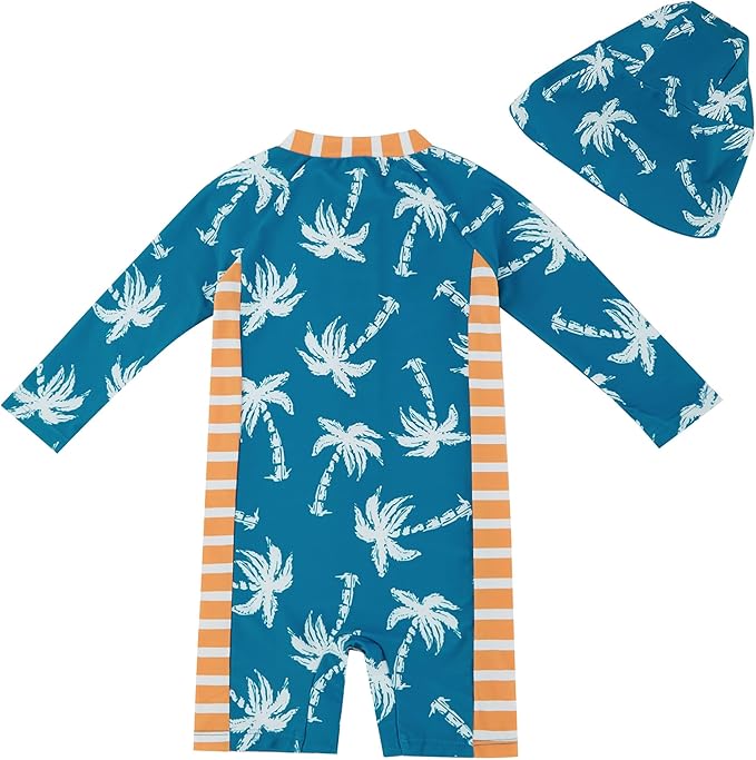 UMELOK Baby Boys UPF 50+ Sun Protection One Piece Rashguard Swimsuit with Snap Bottom