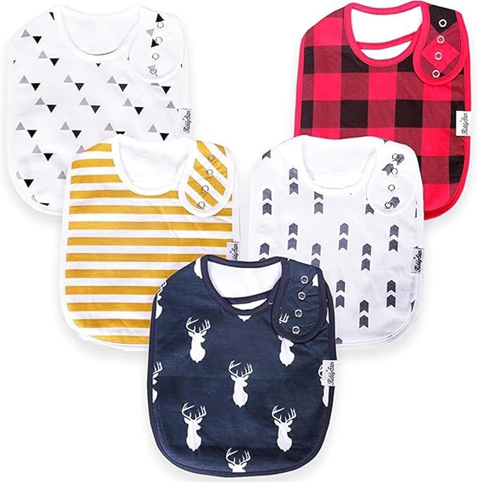 Organic Cotton Baby Bibs for Boys, Girls - Soft Drooling and Teething Bibs - Absorbent, Adjustable Bib for Toddlers
