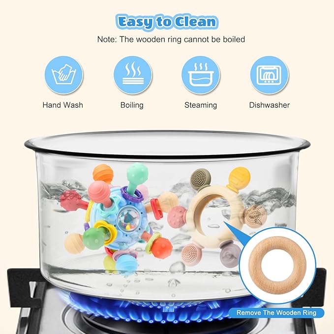 2 Pack Baby Teething Toys for 0-6 6-12 Months, BPA-Free Chew Teether Toys for Teething Pain Relief, Infant Sensory Rattles Toys, Gifts for Newborn Boys Girls 0 3 6 9 12 18 Months