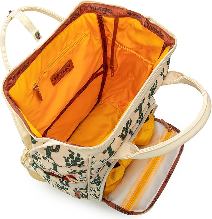 Wrangler Diaper Bag Backpack Aztec Travel Backpack Purses Western Multi-Function Baby Bags for Mom with Waterproof Insulated Pockets