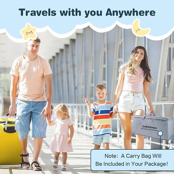 Pack and Play Mattress, Pack N Play Mattresses with Dual-Sided Memory Foam, Foldable Baby Mattress for Pack and Play Playpen with Removable Cover and Travel Bag