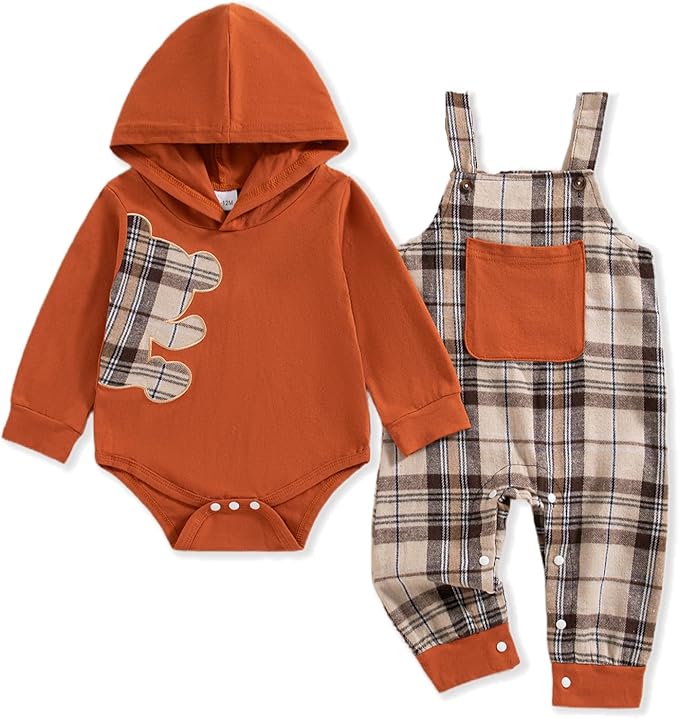 NZRVAWS Baby Boy Clothes Newborn Outfits Infant Romper Fall Winter Hoodie Pocket Pants Overalls Set NB-18M