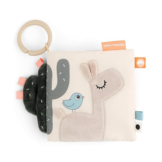 Done by Deer Activity Book for Babies – Lalee Soft Sensory Baby Book with Teether Mirror and Crinkle Sounds – Baby Toy for Tummy Time and Early Development – Beige, 7.7 x 5.7 inches
