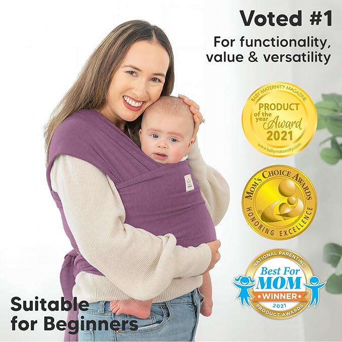 KeaBabies Baby Wrap Carrier - All in 1 Original Baby Carrier Newborn to Toddler Sling, Easy to Wear, Hands Free Bonding, Lightweight, Breathable Infant Wraps (Dark Mauve)