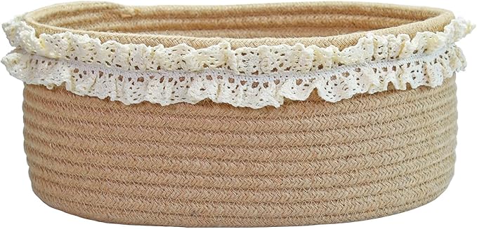 Yimi's Dream Baskets for Gifts Empty, Small Brown Storage Basket for Shelves, Decorative Jute Woven Basket for Nursery, Baby Shower, Christmas, Families (Oval, 12"x 8"x 5")