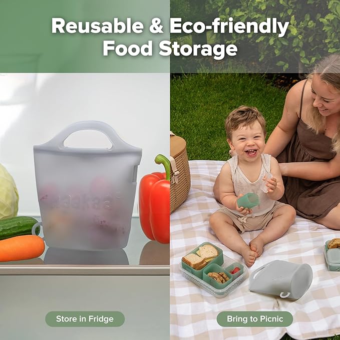 Haakaa Silicone Travel Microwave Steamer & Steriliser Bag, 30oz/900ml Reusable Silicone Steaming Bags for Baby Small Items, Pacifiers, Teethers or Baby Cups, Great for Home and On-The-Go, Grey/1PC