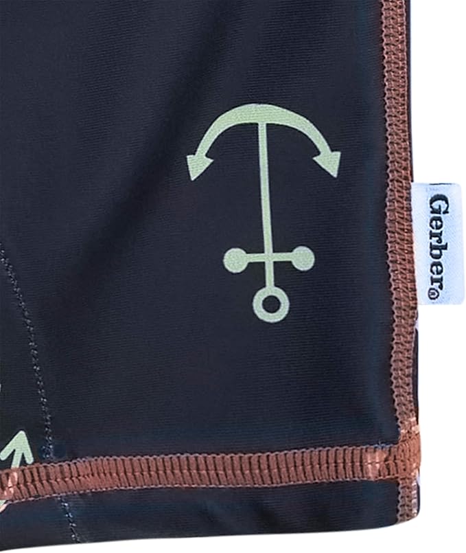 Gerber Boys' Toddler Long Sleeve One Piece Sun Protection Rashguard Swimsuit