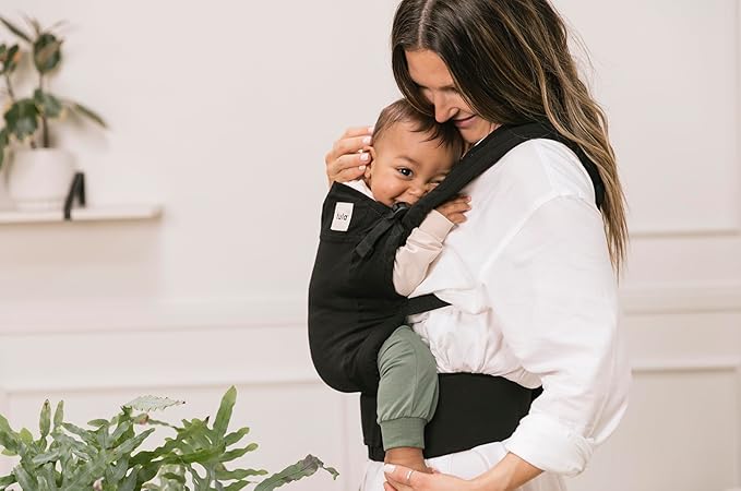 Baby Tula Lite Compact Baby Carrier, Ultra Compact and Lightweight, Convenient Carry Pouch, Ergonomic and Multiple Positions for 12 – 30 pounds - Black