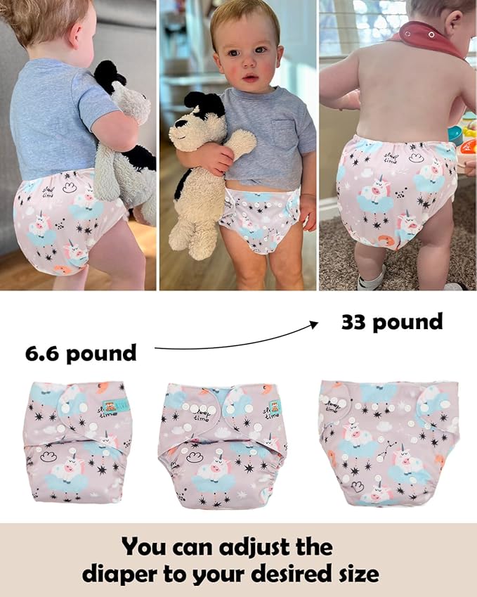 ALVABABY Baby Cloth Diaper 6 Pack with 12 Inserts One Size Cloth Diaper Covers Adjustable Washable Reusable for Baby Girls and Boys 6DM124
