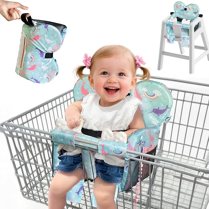 Premium Baby Shopping Cart Cover & High Chair Seat Protector - Universal Fit for Grocery Carts, Restaurant Chairs,Restaurant Seats, and Park Swings-Girl & Boy(Ocean Blue)