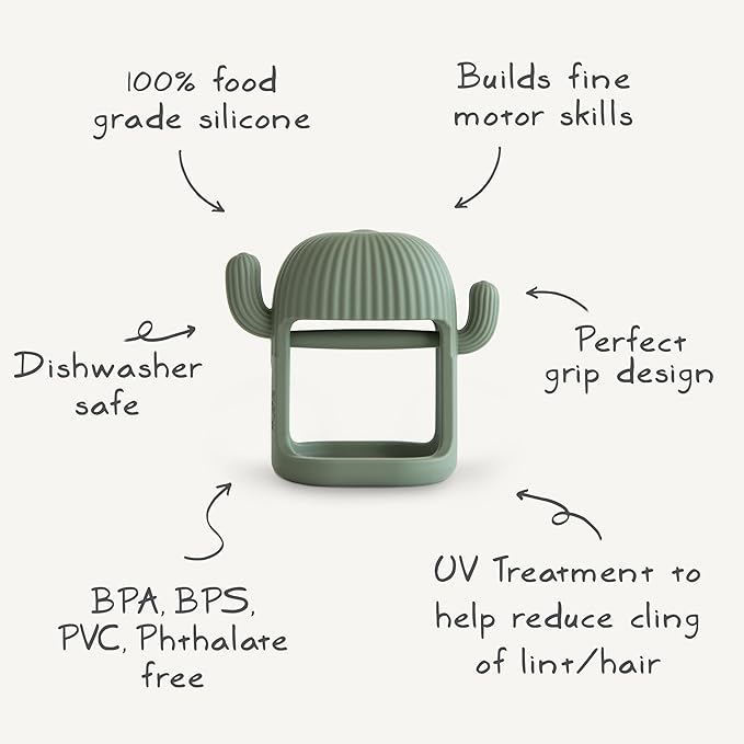 mushie Silicone Baby No-Drop Cactus Teether Toy