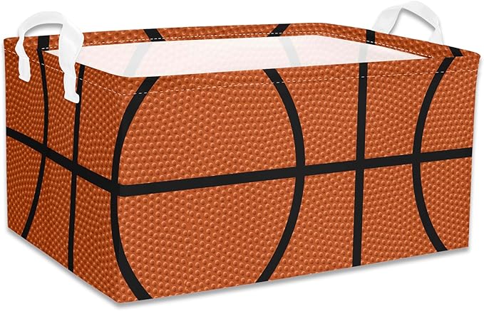 Basketball Shelf Basket, Kids Boys Ball Storage Basket Bins Box with Handles, Boys Sports Decor for Room Nursery 3 Pcs Set(Basketball)