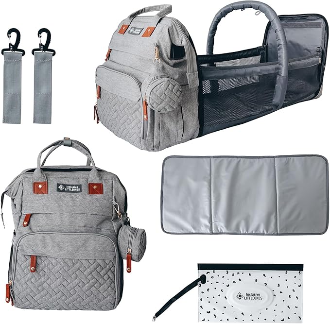 Baby Diaper Bag Backpack with Changing Station, Large Capacity, USB Port, Pacifier Case, Mosquito Net & Wipes Bag Stylish Travel Bag for Boys, Girls, Moms & Dads, Shower Gift