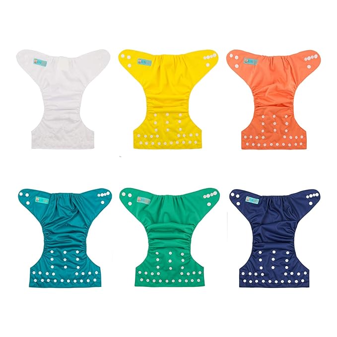 ALVABABY 6 Pack Cloth Diaper with 12 Inserts One Size Adjustable Washable Reusable Diaper Cover for Baby Girls and Boys