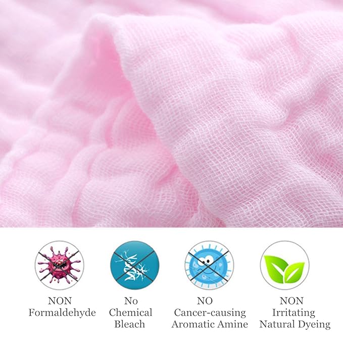 MUKIN Baby Washcloths - Natural Cotton Baby Wipes - Soft Newborn Face Towel for Sensitive Skin - 10 Pack, 12x12 inches (Multicolored)
