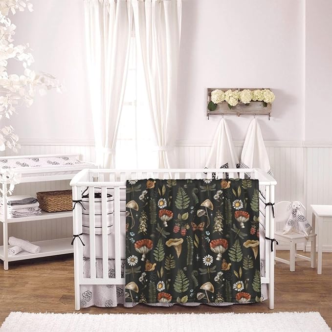 Baby Blanket Vintage Magic Mushroom Leaf Forest for Boy Girl Newborn 30x40 Inch Toddler Infant Nursery Throw Blankets Double Layer Comfy Soft Plush Stroller Crib Quilt