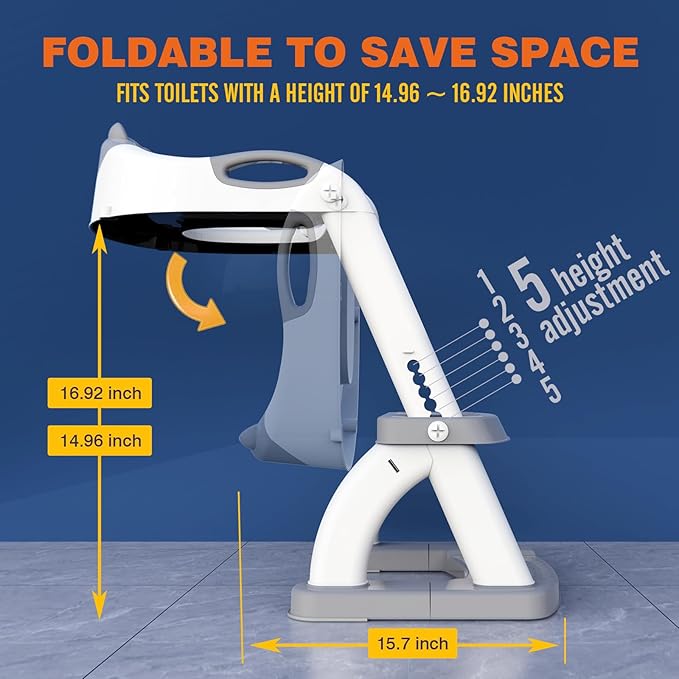 Potty Training Seat, SKYROKU Upgrade Toddler Toilet Seat for Kids Boys Girls, 2 in 1 Potty Training Toilet, Splash Guard Anti-Slip Pad Step Stool,New Sector-Shape Stabilized Base (Grey)