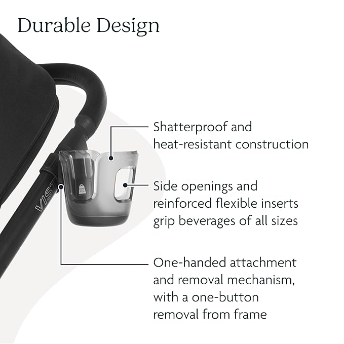 UPPAbaby Cup Holder for Vista, Cruz, Minu Strollers - Quick, Intuitive Attachment + Removal - Securely Holds Various Size Beverages - BPA Free + Dishwasher Safe - Folds Attached
