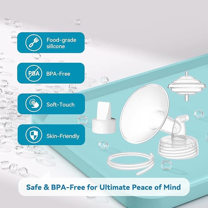 Breast Pump Accessories Kit - 15mm Flange Set Compatible with Spectra S1/S2/Motif Luna, Includes Valves, Tubing & Backflow Protectors