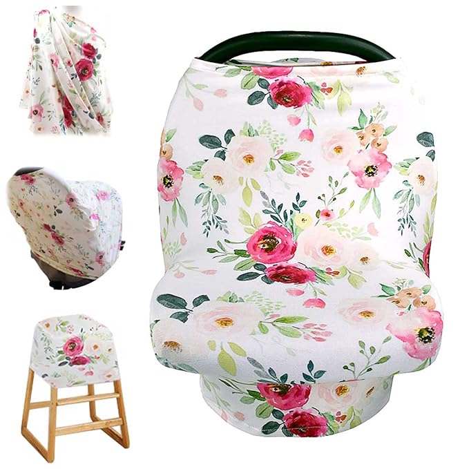 Stretchy Baby Car Seat Cover for Baby Boys and Girls, Multiuse - Nursing Breastfeeding Covers, Shopping Cart/High Chair/Stroller Covers, Infinity Scarf, Car Seat Canopies