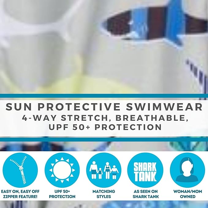 SwimZip Boys' Long-Sleeve UPF 50+ Swimsuit for Baby, Toddler, & Little Boys