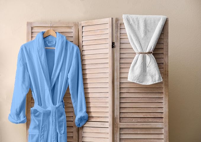 DAN RIVER Premium Cotton Terry Robes for Women and Men, Ultra Soft bathrobe with Adjustable Waist Belt and Pockets Pack of 1