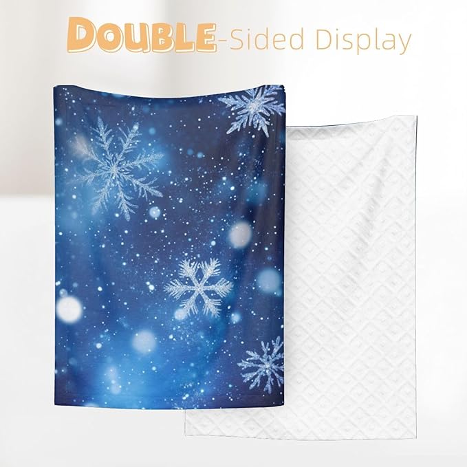 Baby Blanket Snowflake Snow Christmas Pattern Winter for Boy Girl Newborn 30x40 Inch Toddler Infant Nursery Throw Blankets Double Layer Comfy Soft Plush Stroller Crib Quilt