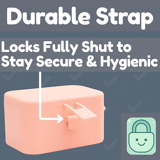 Silicone Pacifier Case - Hygienic Sealed Closure, One-Piece Easy-to-Clean Design,100% Food-Grade, BPA-Free Baby Pacifier Holder Case, Binky Holder, Attach to Any Diaper Bag or Stroller - Baby’s Aid