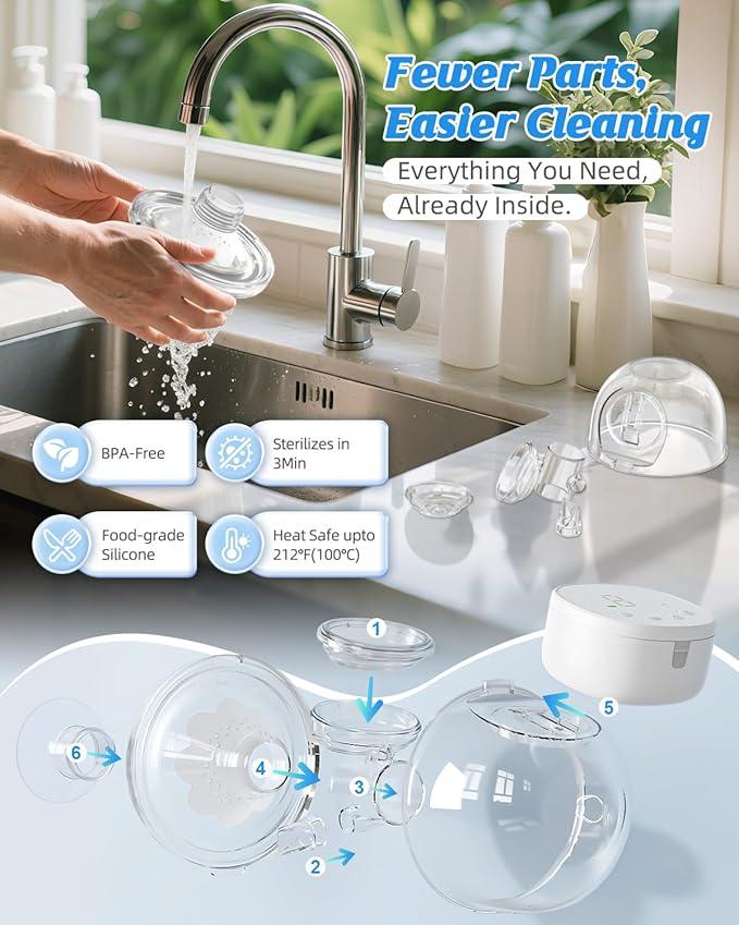 Hands Free Breast Pump Ultra-Light 230g, Wearable Breastfeeding Pump Portable for Travel and Work, Low Noise, Ergonomic 135° Flange, 9 Levels 4 Modes with 19/21mm Flange Inserts (Black 2 Pack)