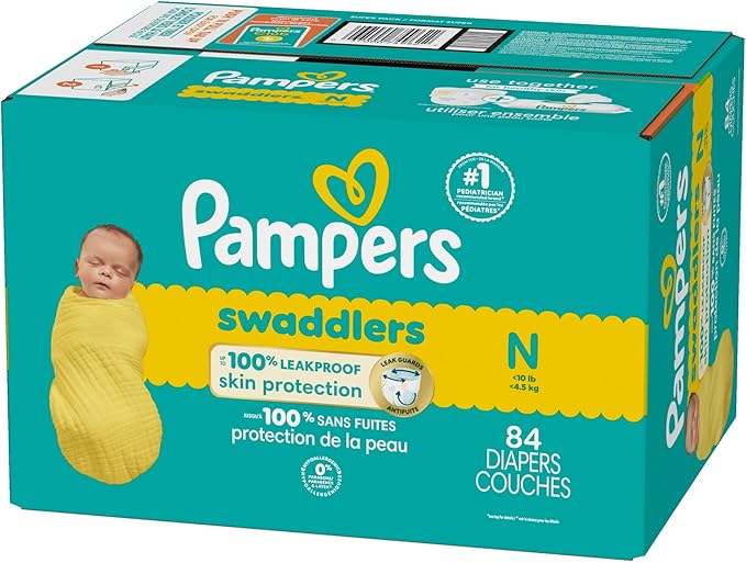 Pampers Baby Diapers - Swaddlers - Size 0, 84 Count, Ultra Absorbent Disposable Newborn Diaper