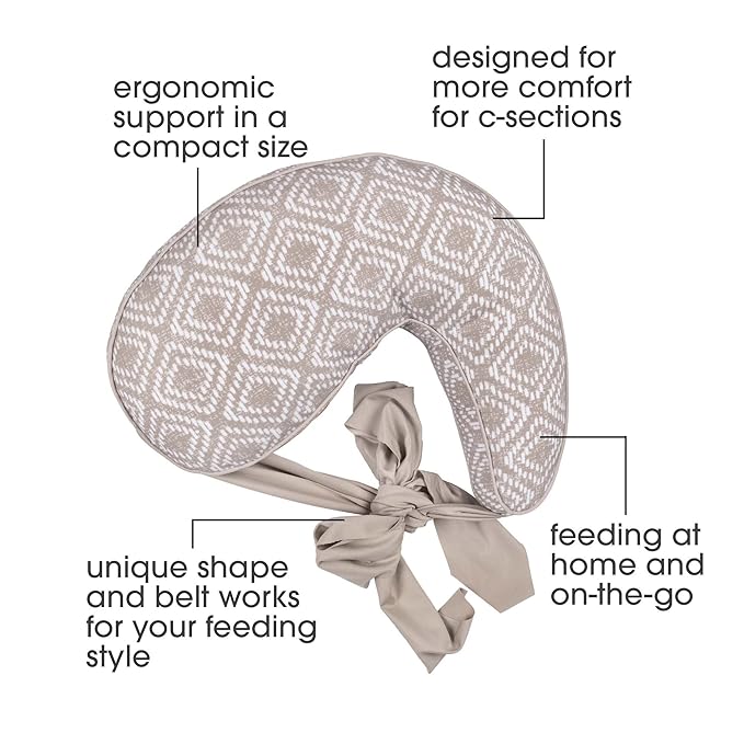 Boppy Anywhere Travel Nursing Pillow, Latte Rattan, Plus Sized to Petite with Stretch Belt, Portable Nursing Pillow, Breastfeeding and Bottle-Feeding Support, Machine Washable