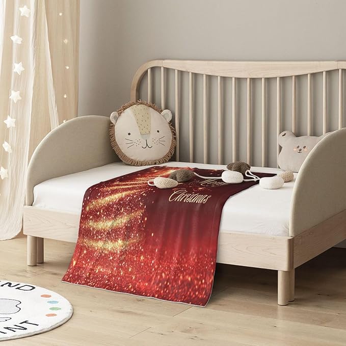 Baby Blanket Red Pine Tree Christmas Pattern for Boy Girl Newborn 30x40 Inch Toddler Infant Nursery Throw Blankets Double Layer Comfy Soft Plush Stroller Crib Quilt