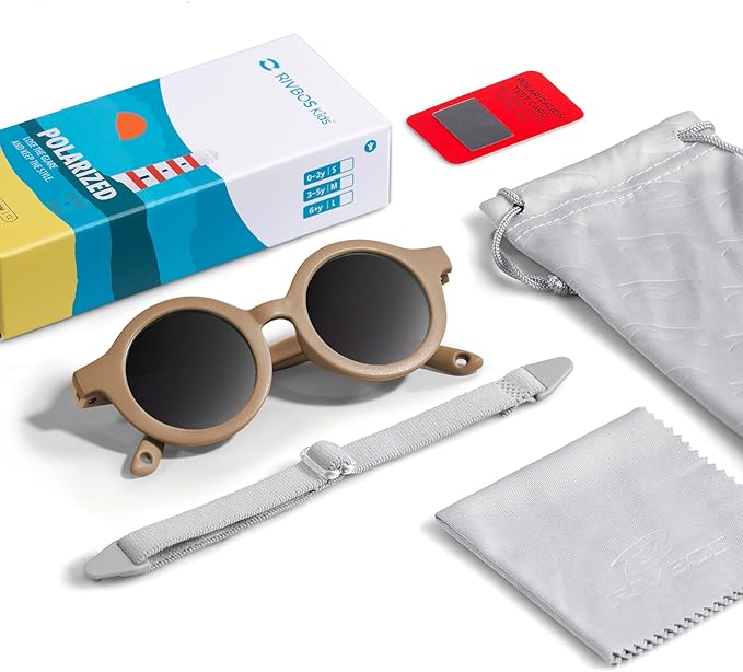 RIVBOS Baby Wrap Polarized UV400 Sunglasses - Soft Frame with Secure Strap for Infant and Newborn (0-24 Months) RBK069