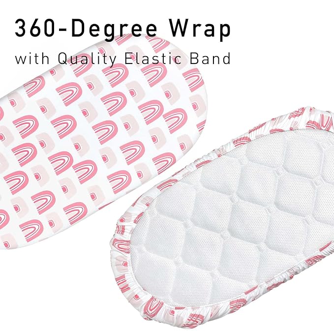 Gllquen Baby Bassinet Sheets 4 Pack, Breathable Cozy Fitted Mattress Sheet, Elastic Travel Crib Fashionable Floral Pattern, Standard Cradle Safe Sheets for Baby Boys Girls 32"x16"(Love)