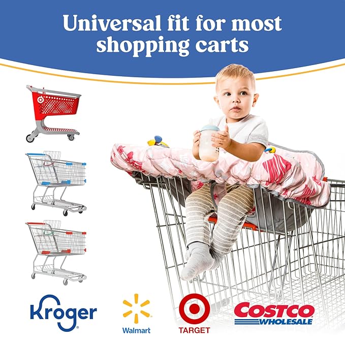 PILLANI Shopping Cart Cover for Baby, High Chair Cover for Restaurant Seat - Grocery Cart Cover for Baby Girl and Boy, Comfortable Cotton Buggy Covers for Babies - Padded Toddler Shopping Cart Cover
