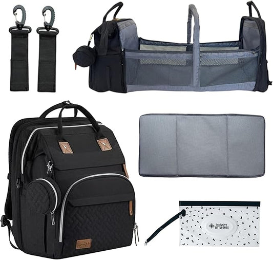 Baby Diaper Bag Backpack with Changing Station, Large Capacity, USB Port, Pacifier Case, Mosquito Net & Wipes Bag Stylish Travel Bag for Boys, Girls, Moms & Dads, Shower Gift