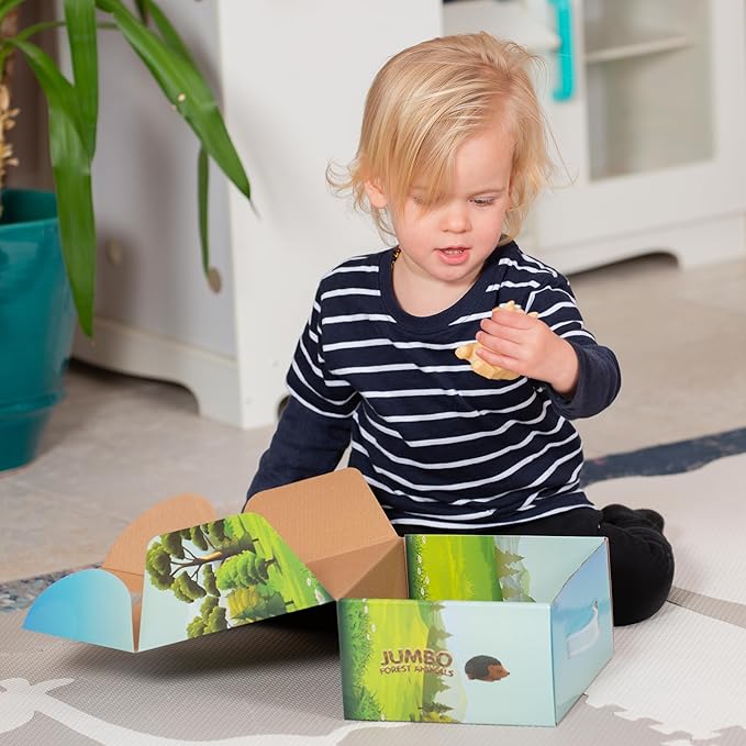 Learning Minds Set of 8 Jumbo Forest Animal Figures - Woodland Animals for Toddlers Age 1-3 - Toy for Kids Age 18 Months Plus - Wild Animal Toys for Kids 1,2,3 Years Old