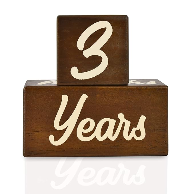 I'm Solid Wood Weekly Monthly Yearly Baby Milestone Age Blocks, Gender Neutral, Newborn Gifts & Keepsakes for Picture Props (3 Pcs/Brown)